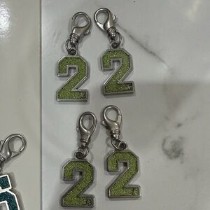 Golden Goose Silver and Green Number Charms